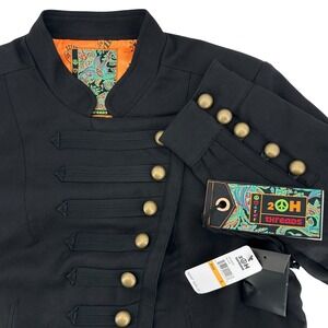 2OH Threads Black WOOL Military/Napoleon Jacket Womens Size S MSRP $285 NEW!!